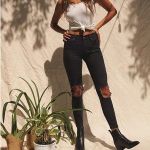 We the Free by Free People High Rise Busted Knee Skinny Jeans